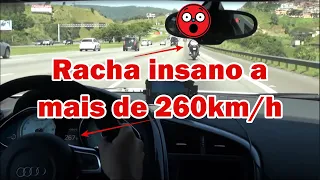 😈 INSANO - Audi R8 X Kawasaki Ninja ZX10R X Suzuki GSXR1000 - a mais de 260km/h