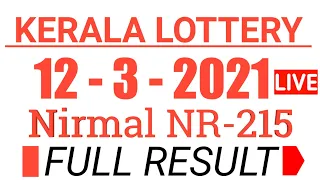 KERALA NIRMAL NR-215 LOTTERY RESULT TODAY 12/3/2021|kerala lottery result today