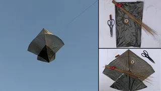 How To Make A Plastic Bag Kite with broom sticks | Patang Making steps | Kite crafts | Diy kite
