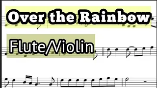 Over the Rainbow (D) Flute or Violin Sheet Music Backing Track Play Along Partitura