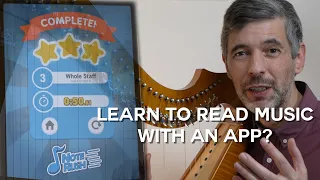 Learning to read music with an app (featuring NoteRush). Harp Tuesday ep. 273