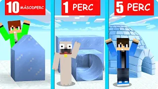 NOOB ÉS PRO 10 MÁSODPERC 1 PERC 5 PERC JÉGHÁZ ÉPITŐ KIHÍVÁS A MINECRAFTBAN!