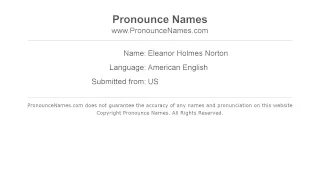 How to pronounce Eleanor Holmes Norton (American English/US)  - PronounceNames.com