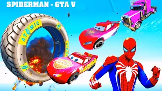 siêu nhân nhện và xe tải Lightning McQueen Mack Monster - GTA V