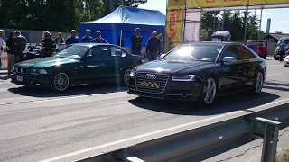 Audi A8 D4 4.2TDI vs BMW 320i E36 1/8mile drag race