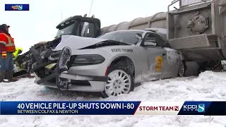 Miles-long crash involving 40 vehicles closes I-80 near Newton