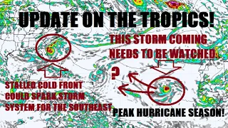 Update on the tropics! Watching two areas that could develop. Peak hurricane season in full force!