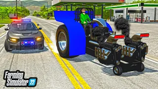 EXPOSED: POLICE vs MY 3000HP DRAG TRACTOR! (TROLLING) | FS22