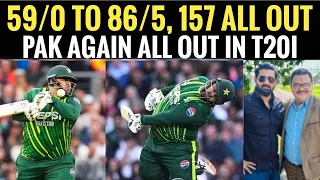 Pakistan again all out, 59/0 to 86/5 & 126/5 to 157/10, horror show in batting continues