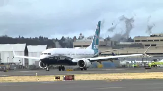 Boeing 737 Max first ever landing. Boeing Field KBFI Seattle January 29th 2016
