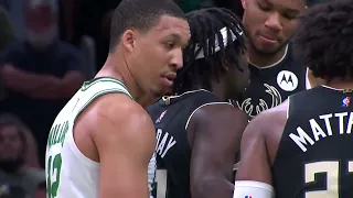 Grant Williams tries to sneak in the Bucks huddle 😂