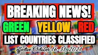 🔴TRAVEL UPDATE: BREAKING NEWS!!! GREEN,YELLOW AND RED LIST COUNTRIES CLASSIFIED - IATF CONFIRMED