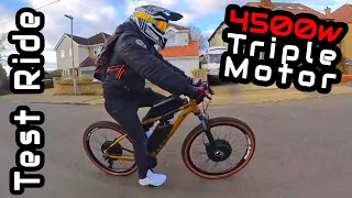 Test Riding INSANE TRIPLE motor 4500w Ebike!