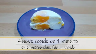 Huevo cocido en 1 minuto en el microondas, fácil y rápido.