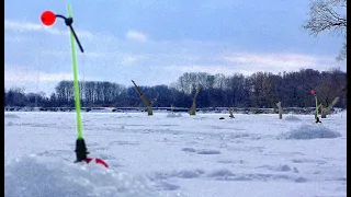 РЫБАЛКА НА КОМБАЙНЫ И БЕЗМОТЫЛКУ!!Крупный окунь на закате. Рыбалка с архива, не первый лед.