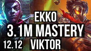 EKKO vs VIKTOR (MID) | 8/1/11, 3.1M mastery, 900+ games, Legendary | KR Master | 12.12