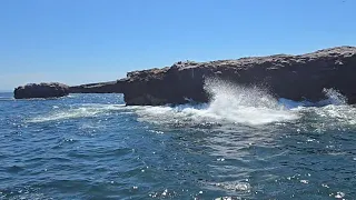 waves crashing up against shore at Marietas Islands (Mexico) (April 7th, 2024)