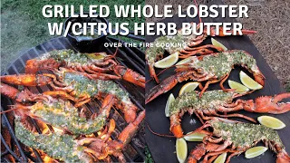 Grilled Whole Lobster with Citrus Herb Butter Recipe | Over The Fire Cooking #shorts