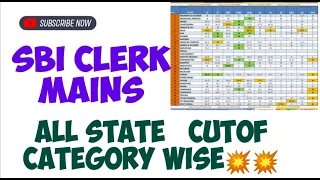 sbi clerk mains category wise cutoff of all states💥💥 || waiting list convert chances?? 🤔 #sbiclerk