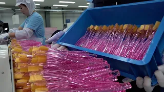 Mass Production Process of Making Korean Toothbrush with High Speed.