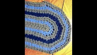 Part 2 Single Crochet Ribbed Oval Rag Rug. T-shirt Rug!