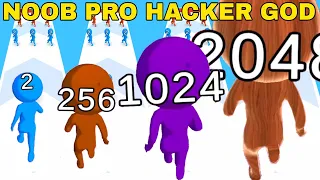 NOOB VS PRO VS HACKER VS GOD  in 2048 Merge Runner