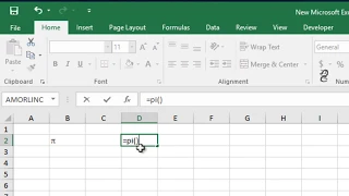 How to write pi symbol in excel