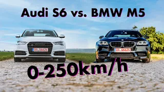 Audi S6 4,0TFSI Quattro vs. BMW M5 Competition 0-250km/h Tacho POV