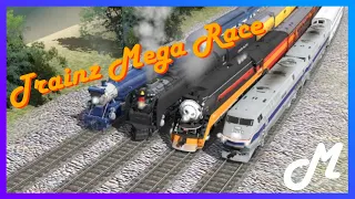 Trainz Mega Race! Union Pacific 844 vs Southern Pacific 4449 vs Amtrak P42 DC vs Blue Comet