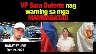 VP SARA DUTERTE nag-warning sa mga MAMBABATAS?