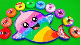 Making Rainbow Baby Shark Bathtub by Mixing SLIME in Cake CLAY Coloring! Satisfying ASMR Videos