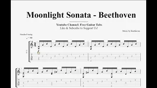 (Beethoven) Moonlight Sonata - Guitar Tab | Fingerstyle | Free Tabs | HD 1080p