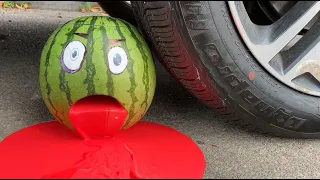 Experiment Car vs Watermelon Slime Challenge | Crushing Crunchy & Soft Things by Car | ExCarUSA