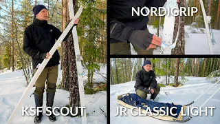 New Winter Trekking Gear - a Pulk, Skis, and Ski Bindings - JR Classic Light, KSF Scout, NORDIGRIP