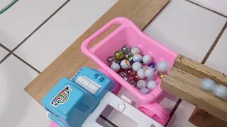 MARBLE RUN ASMR - colorful marbles slide into the trucK