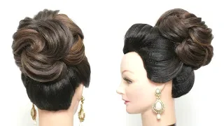 Wedding High Bun Hairstyle. New Bridal Updo For Long  Hair Tutorial