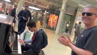 Three School Lads Pitch Up At The Station Piano