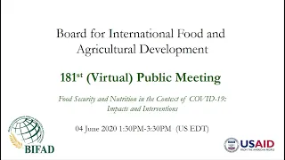 Board for International Food and Agricultural Development 181st Public Meeting
