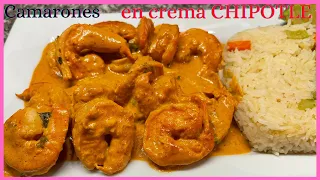 💥Como hacer CAMARONES en CREMA de CHIPOTLE🌶 🔴 POCOS INGREDIENTES 🔴 deliciosos 🤤 y PICOSITOS 🥵