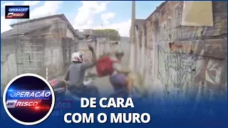 Perseguição à motoqueiro termina com manobra arriscada