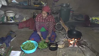 Nepali village lifestyle || Cooking technology of green vegetables