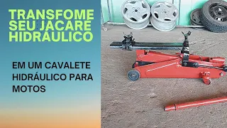 Como transformar um jacaré hidráulico em cavalete para motos.