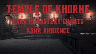 TEMPLE OF KHORNE | Dark Monastery Chants, Rain & Fire Sounds | Warhammer 40K ASMR Ambience