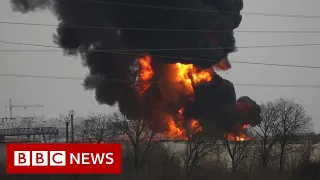 Russia accuses Ukraine of rocket attack on oil depot in Russia - BBC News
