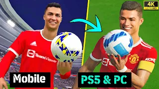 🔥 eFootball 2022 Mobile vs PS5 & PC - Graphics, Free Kick, Gameplay, Celebrations | Fujimarupes