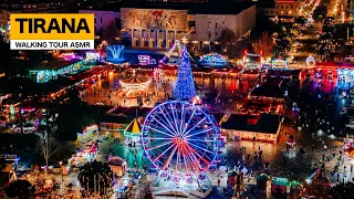 TIRANA, ALBANIA, SHESHI SKENDERBEJ ✨💫 LIGHTS DECORATION🎄TIRANË SHQIPERI [4K HDR] 29 DHJETOR 2023