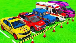 POLICE CARS! DAICA, FORD, RANGE ROVER POLICE VEHICLES & MERCEDES VW AMBULANCE EMERGENCY ! FS22