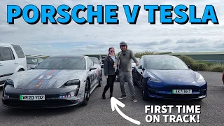 Porsche Taycan 4S v Tesla Model 3 Performance on track. Which is faster? Over 140mph 😲