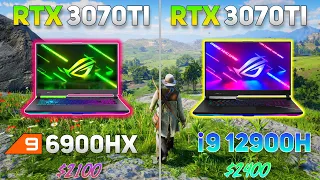 Ryzen 9 6900HX vs i9 12900H Laptop with RTX 3070 Ti | Gaming Benchmark | Test in 9 Games |