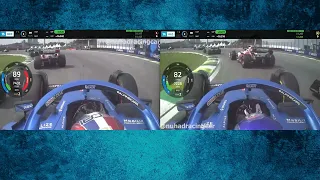 Estaban Ocon And Fernando Alonsos First Lap Battle During The Main Race At The 2022 Brazilian GP